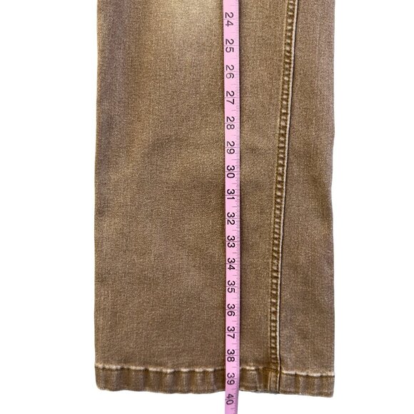 FLAMINGALS Brown Wide Leg Jeans Women’s Size Large Stretch Denim Distressed - Picture 10 of 15